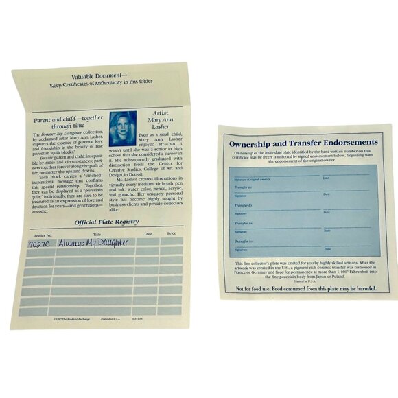 Limited Edition Bradford Exchange Always My Daughter Plate By Mary Ann Lasher - Picture 5 of 9